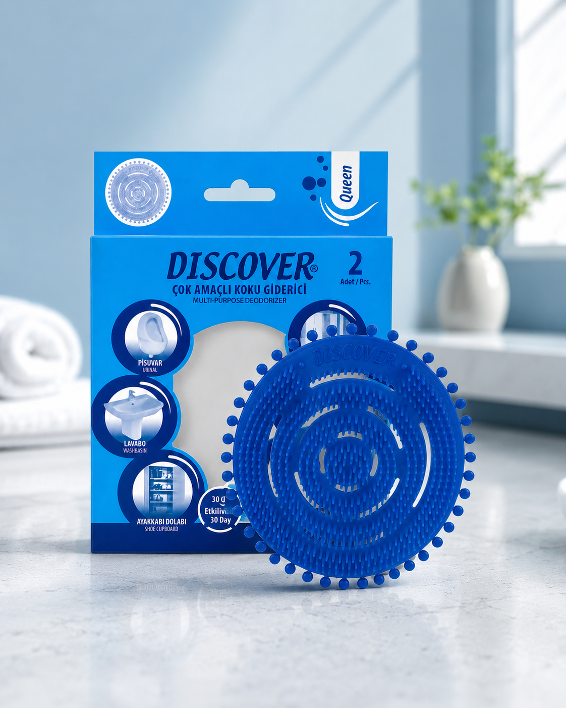 Discover Çok Amaçlı Koku Giderici Pisuvar Plastiği 2'li Queen